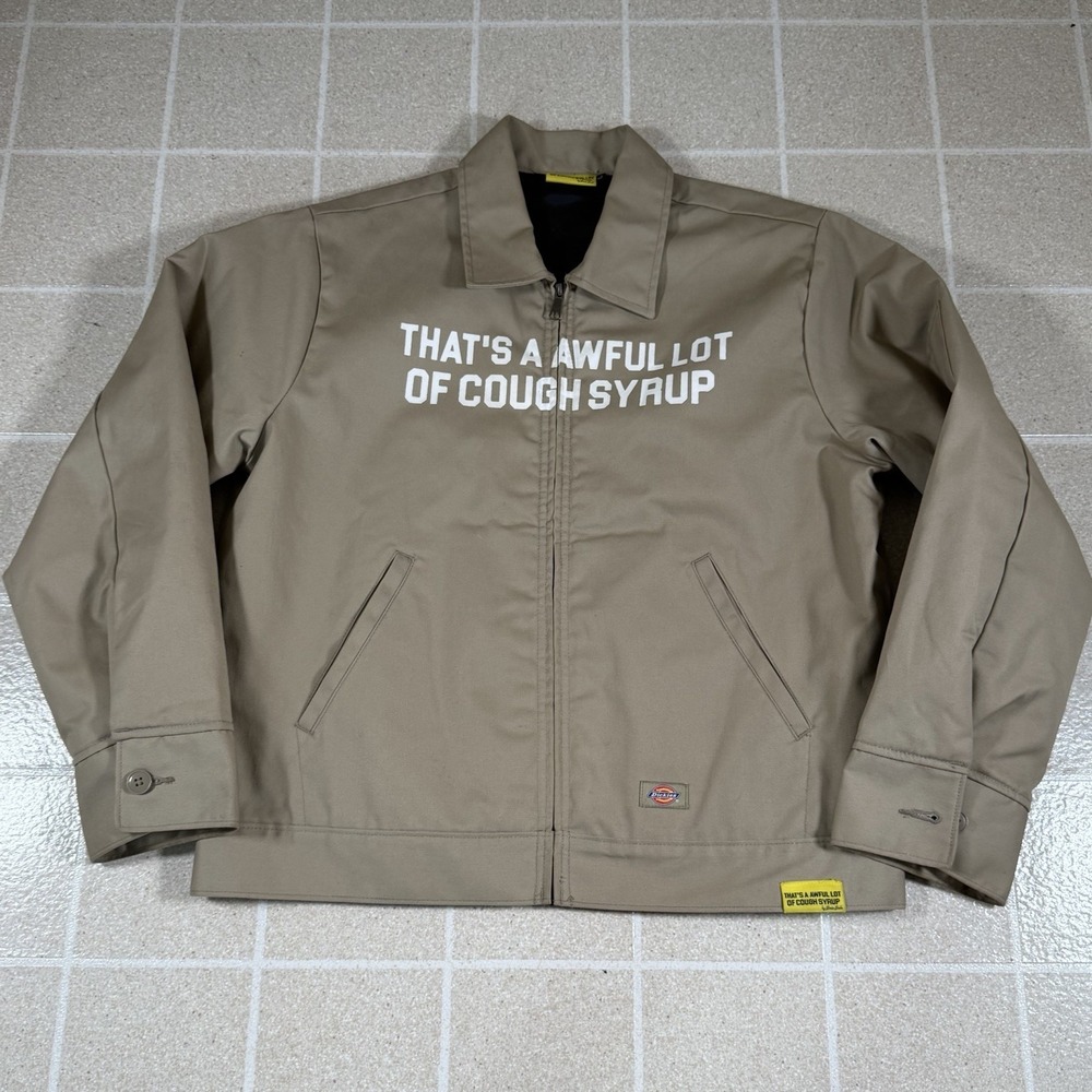Thats A Awful Lot of Cough Syrup Dickies Jacket Mens Size Large Regular Beige